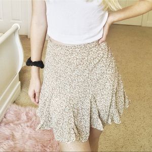 Cream Floral Flared Mini Skort